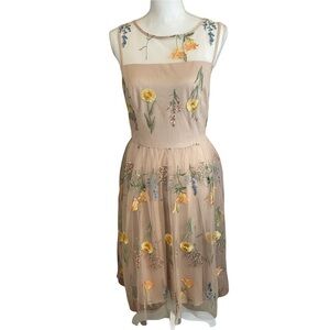 Jessica Howard Blush Pink Pastel Embroidered Flower & Tulle Sleeveless Dress. 10